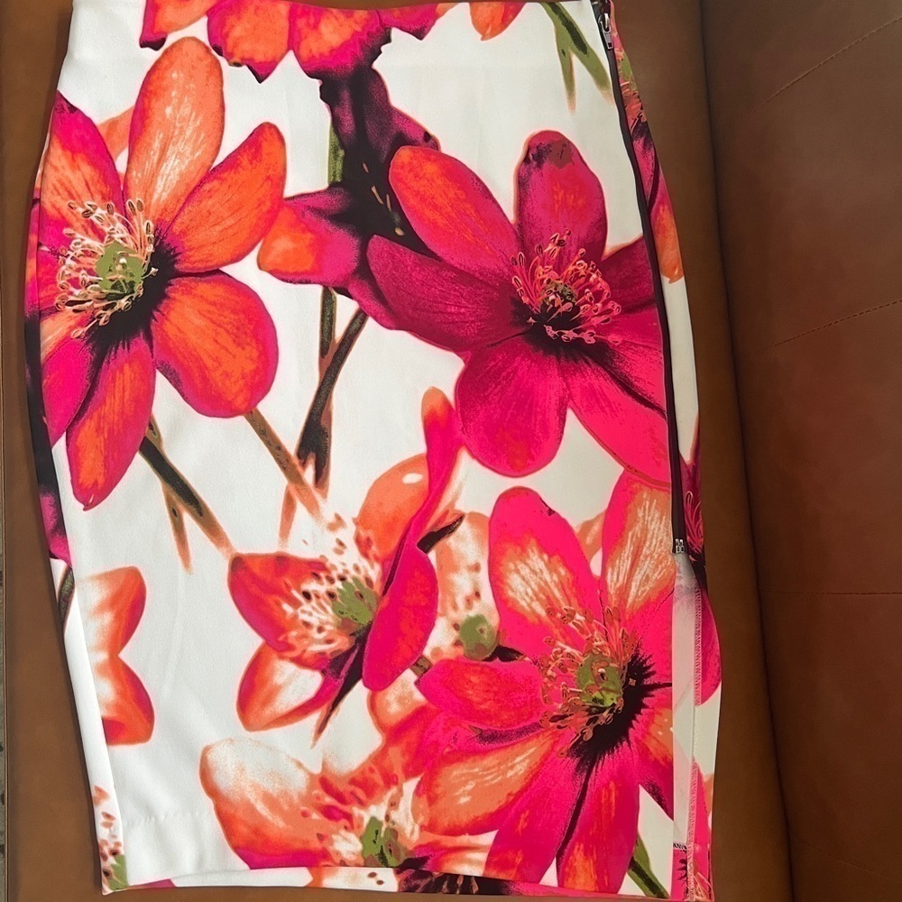 Worthington Women’s Midi Straight Pencil Vibrant Multicolored Floral Skirt 10P - Picture 4 of 11